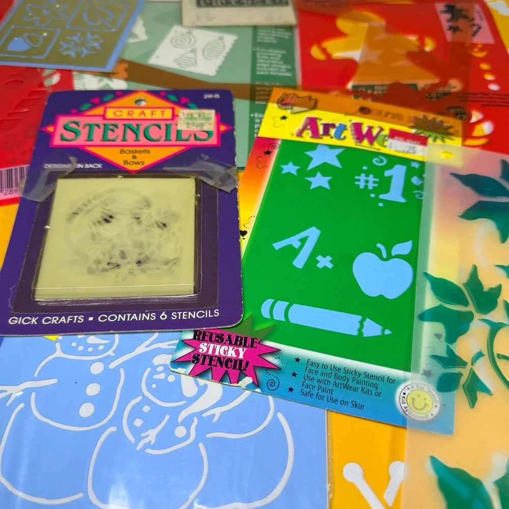 Vintage Craft Stencil Lot Plaid Delta Christmas‎ Celestial Alphabet Brass 15pc+